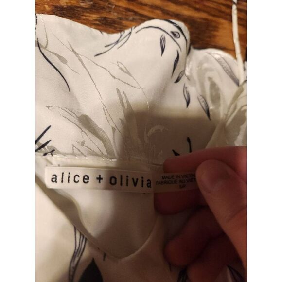 Alice and Olivia Black/White Bess Spaghetti Strap Slip Dress, Sz Small - Picture 3 of 5